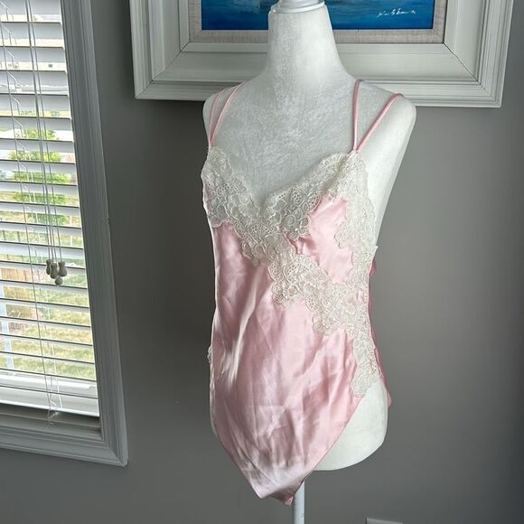 Vintage 80s Victorias Secret Gold Label Pink Lace Nightie Sexy Bodysuit Medium - Picture 4 of 16